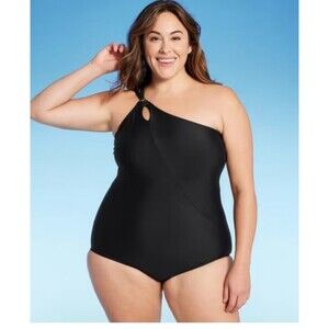 NWT Land’s End UPF 50 Full Coverage Tummy Control One Shoulder One Piece Suit